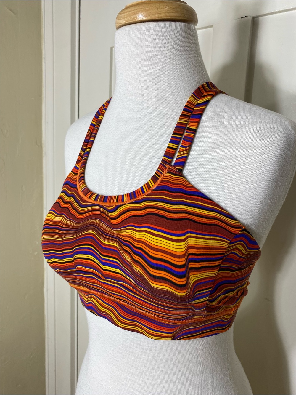 Janji X LA Sportiva Cadence Pace Striped Padding Double Crossback Sports Bra S